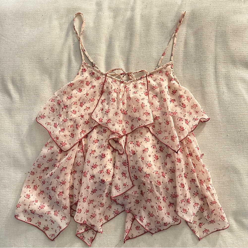 Abercrombie & Fitch Pink Floral Ruffle Camisole